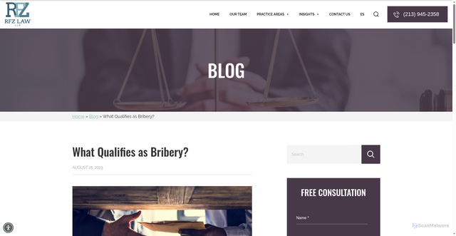 Security scan screenshot of https://rfzllp.com/blog/what-qualifies-as-bribery/