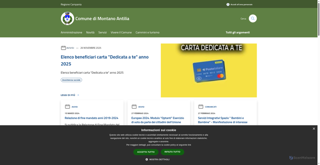 Security scan screenshot of https://www.comune.montano-antilia.sa.it/it