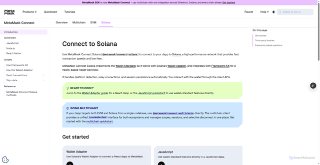 Security scan screenshot of https://metamask-docs-git-dependabot-npmandya-95394d-consensys-ddffed67.vercel.app/metamask-connect/solana
