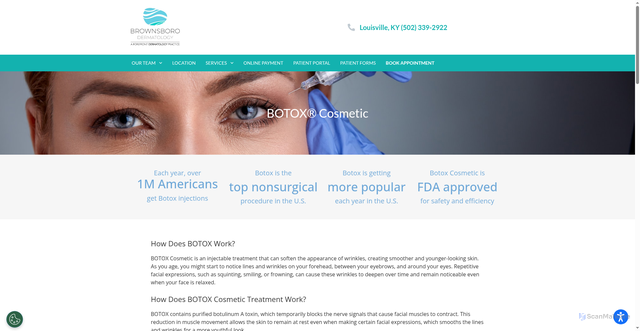 Security scan screenshot of https://www.brownsboroderm.com/service/botox-treatment/