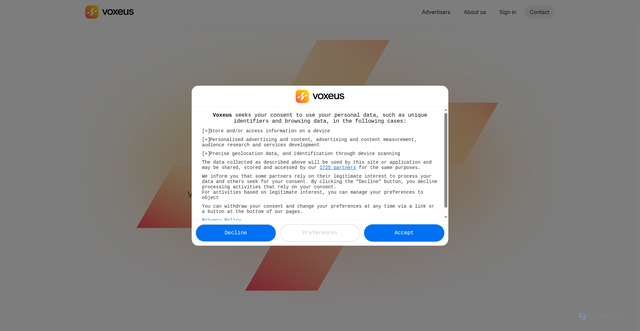 Security scan screenshot of https://voxeus.com
