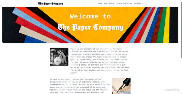 Security scan screenshot of https://papercompany.org/