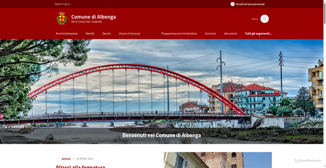 Security scan screenshot of https://www.comune.albenga.sv.it