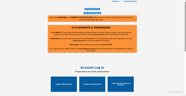 Security scan screenshot of https://www.employoklahoma.gov/Participants/s/