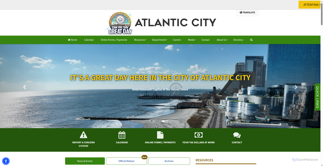 Security scan screenshot of https://www.acnj.gov/