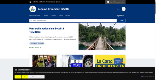 Security scan screenshot of https://www.comune.tramonti-di-sotto.pn.it/