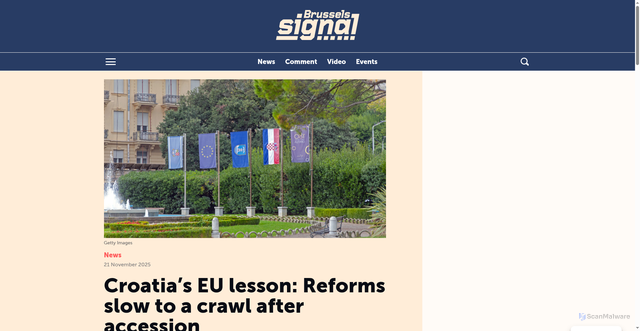 Security scan screenshot of https://brusselssignal.eu/2025/11/croatias-eu-lesson-civic-efforts-stop-once-accession-over/