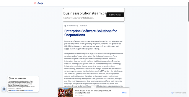 Security scan screenshot of https://businesssolutionsteam.ca