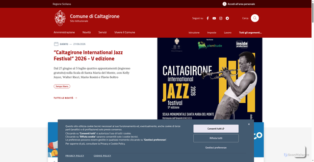 Security scan screenshot of https://www.comune.caltagirone.ct.it