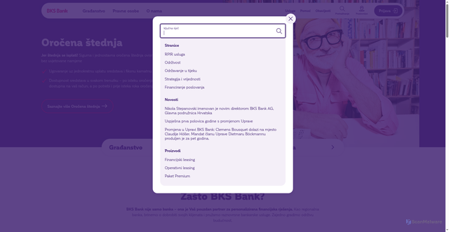 Security scan screenshot of https://www.bks.hr