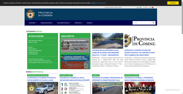 Security scan screenshot of https://www.provincia.cs.it