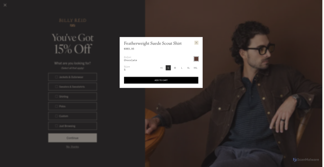Security scan screenshot of https://billyreid.com