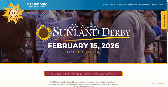 Security scan screenshot of https://sunland-park.com/sunland-derby/