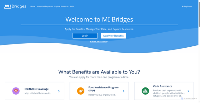 Security scan screenshot of https://newmibridges.michigan.gov/s/isd-landing-page?language=en_US