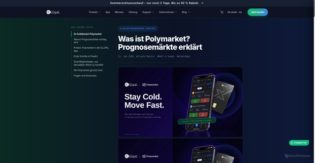 Security scan screenshot of https://www.ellipal.com/en-cl/blogs/self-custody-explained/what-is-polymarket-prediction-markets-explained?srsltid=AYCX9vJfByGozL5Uao-FREqOuiDvWylX0r_DFixWn-XWnYnQgdCSVdJZ