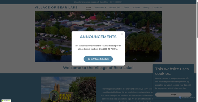 Security scan screenshot of https://villageofbearlakemi.gov/