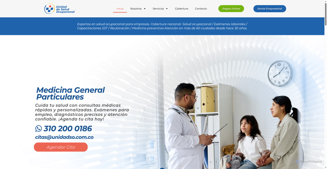 Security scan screenshot of https://unidadso.com.co