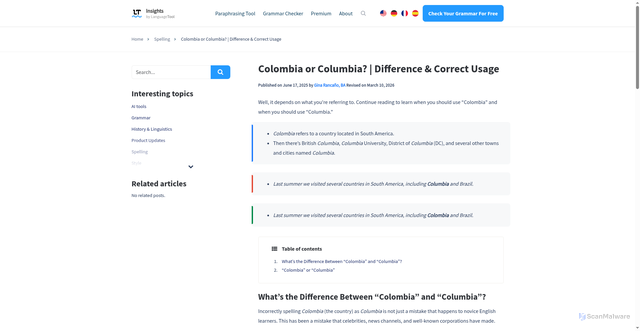 Security scan screenshot of https://languagetool.org/insights/post/colombia-vs-columbia/