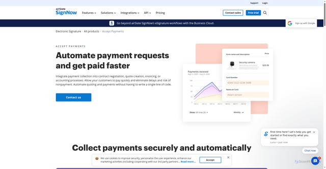 Security scan screenshot of https://www.signnow.com/blog/signnow-vs-docusign-vs-adobe-sign-vs-pandadoc-alternatives-comparison/