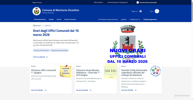 Security scan screenshot of https://www.comune.montorsovicentino.vi.it