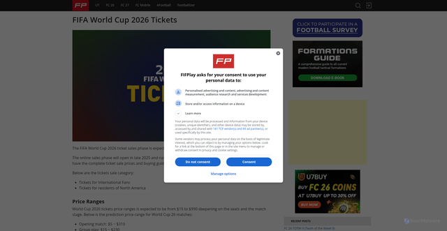 Security scan screenshot of https://www.fifplay.com/fifa-world-cup-2026-tickets/