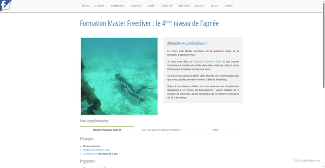 Security scan screenshot of http://djerba-plongee.fr/index.php?page=formation-master-free-diver