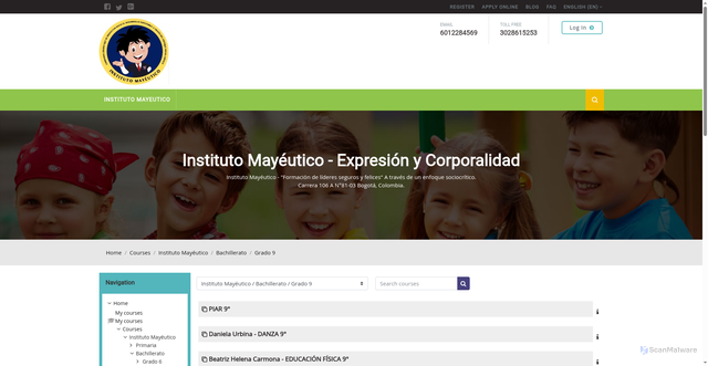 Security scan screenshot of https://institutomayeutico.online/course/index.php?categoryid=13