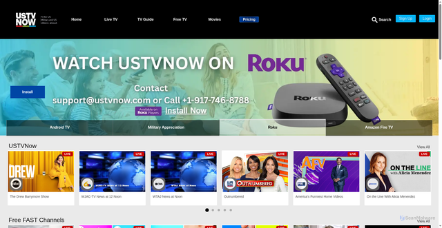 Security scan screenshot of https://ustvnow.net/