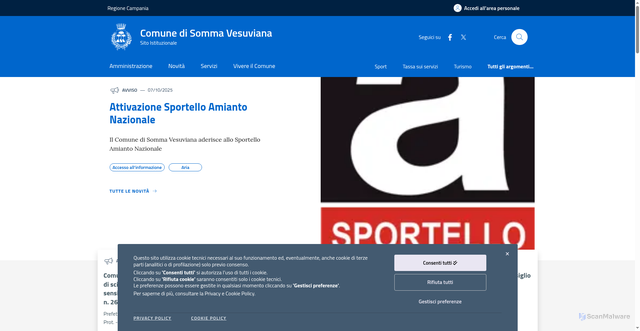 Security scan screenshot of https://www.comune.sommavesuviana.na.it/