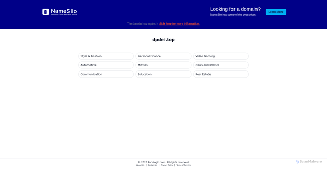 Security scan screenshot of https://dpdei.top