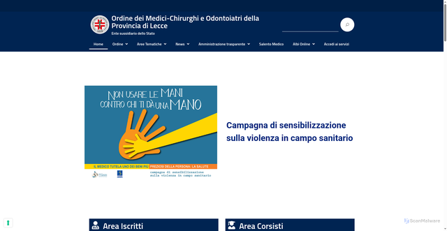 Security scan screenshot of https://www.ordinemedicilecce.it