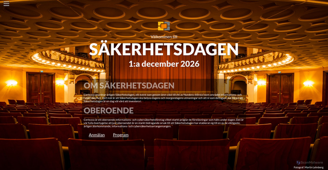 Security scan screenshot of https://sakerhetsdagen.se