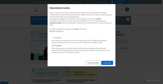 Security scan screenshot of https://www.unioncamere.gov.it