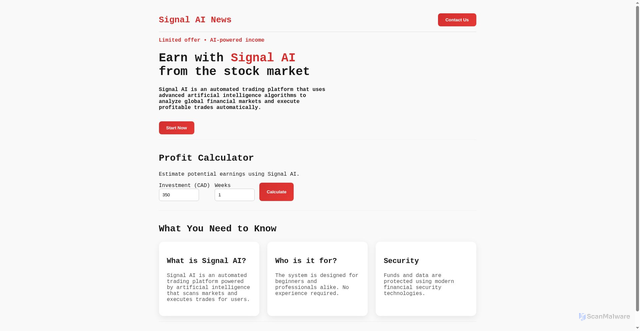 Security scan screenshot of https://signal-ai.website/