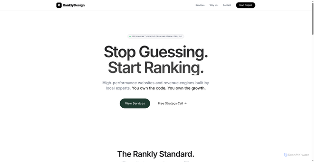 Security scan screenshot of https://ranklydesign.com/