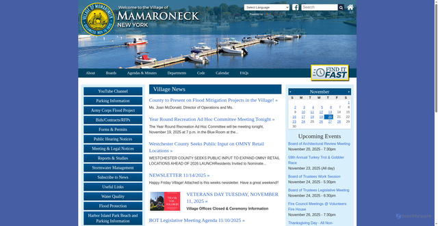 Security scan screenshot of https://villageofmamaroneckny.gov/