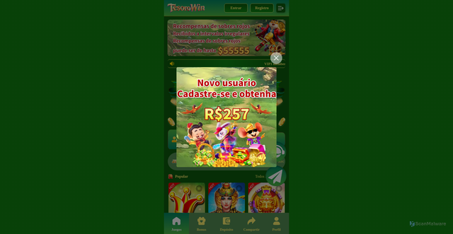 Security scan screenshot of https://tesorowin.vip/