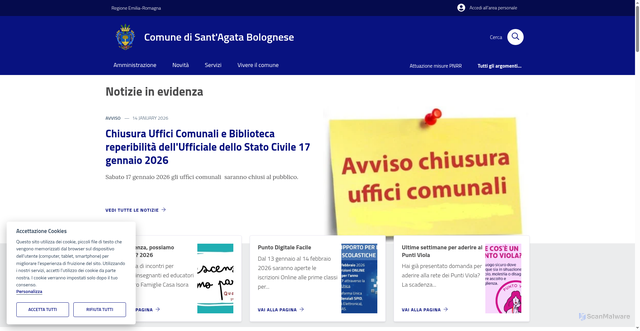 Security scan screenshot of https://www.comune.santagatabolognese.bo.it/