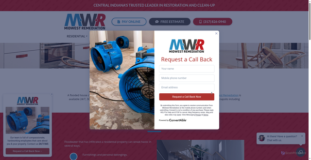 Security scan screenshot of https://www.mwremediation.com/water-damage-restoration/flooded-house/
