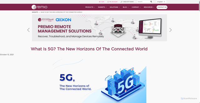 Security scan screenshot of https://premioinc.com/blogs/blog/what-is-5g