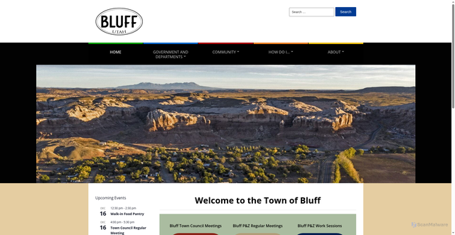 Security scan screenshot of https://townofbluffutah.gov/
