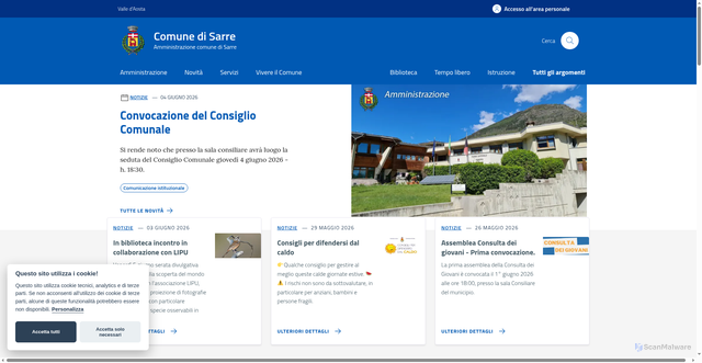 Security scan screenshot of https://www.comune.sarre.ao.it