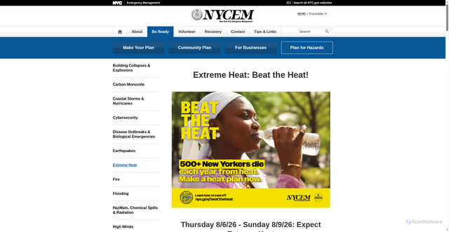 Security scan screenshot of http://nyc.gov/beatheheat
