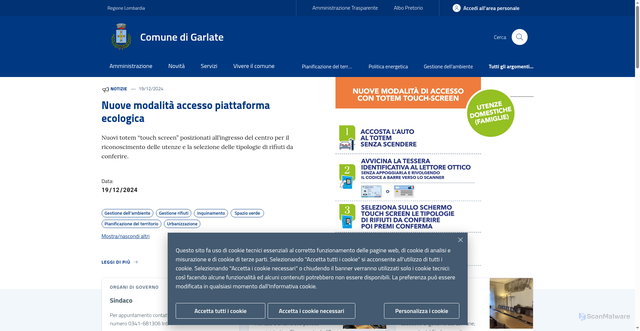 Security scan screenshot of https://www.comune.garlate.lc.it/