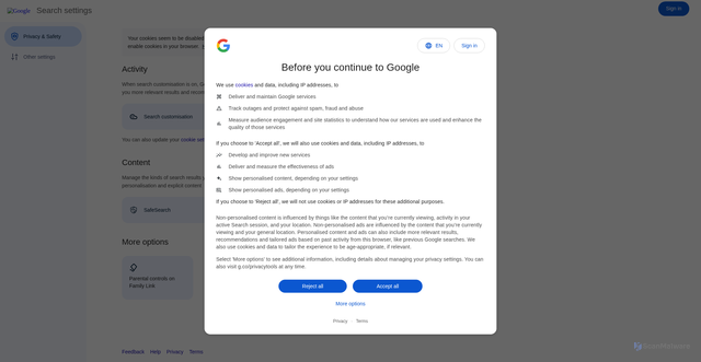 Security scan screenshot of https://free-google.0ut1rvq4.workers.dev/preferences?hl=en-AU