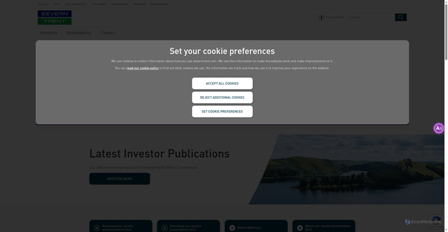 Security scan screenshot of https://www.severntrent.com/