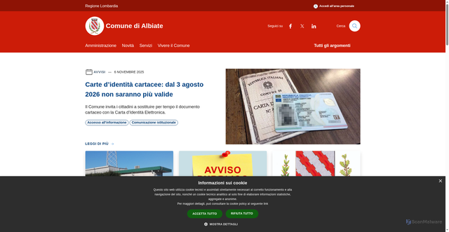 Security scan screenshot of https://www.comune.albiate.mb.it/it