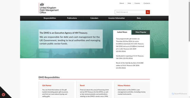 Security scan screenshot of http://www.dmo.gov.uk