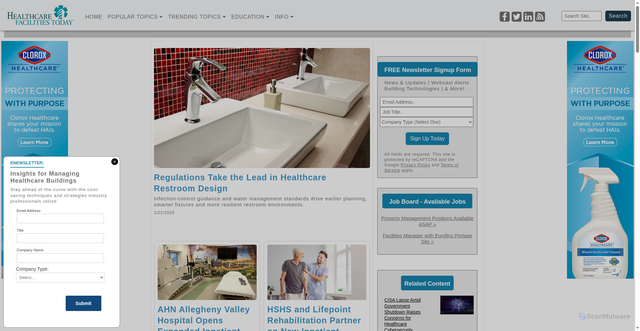 Security scan screenshot of https://healthcarefacilitiestoday.com