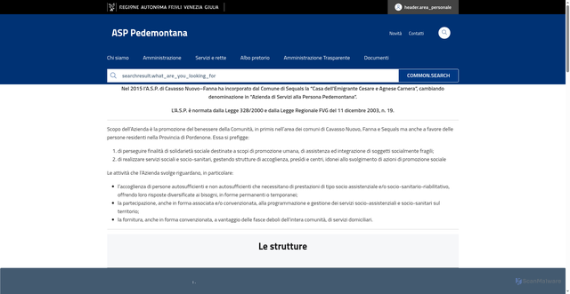 Security scan screenshot of https://www.asppedemontana.it/